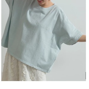 SALE！ピグメント天竺刺繍ロゴ Tシャツ/M/アイスブルー