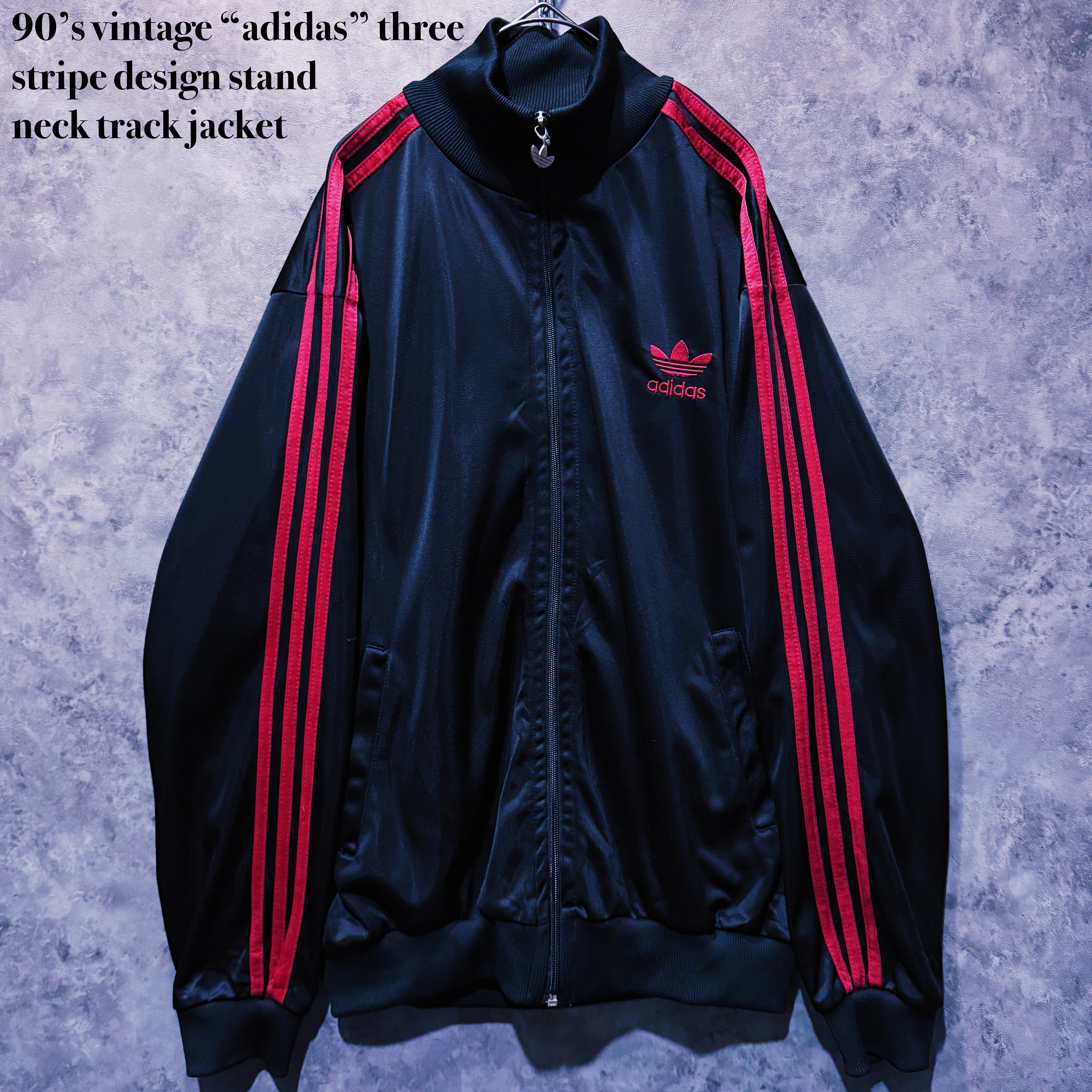 【doppio】90’s vintage “adidas” three stripe design stand neck track jacket