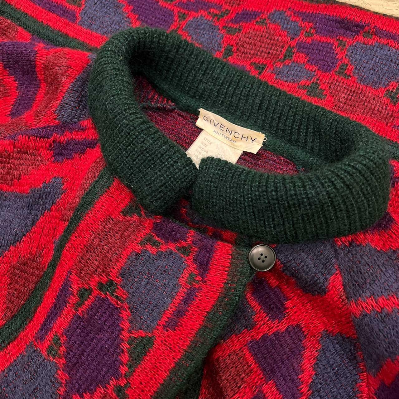 希少 レア GIVENCHY ジバンシィ ジバンシー 総柄 ウールニット ガウン コート ジャケット /オールド/ビンテージ