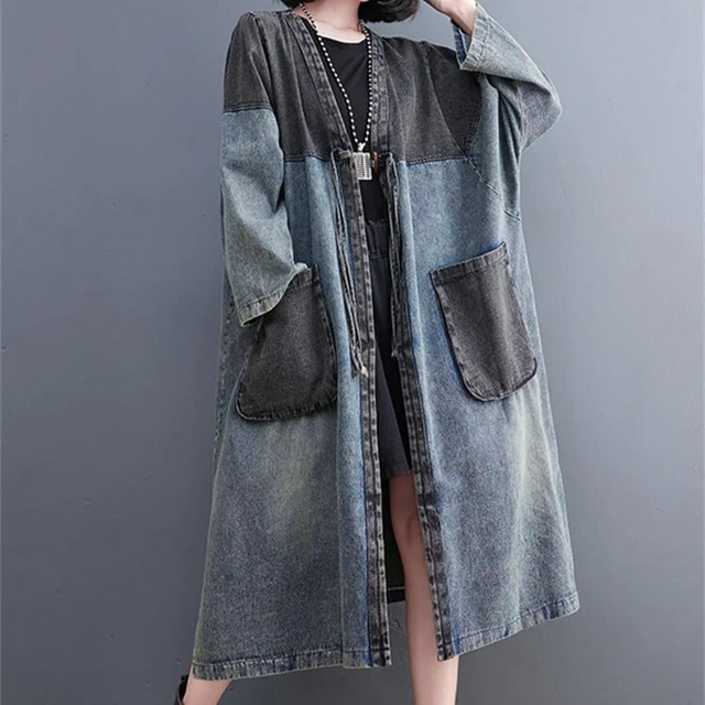 Two Color Denim Long Coat / ツーカラー デニム ロング コート