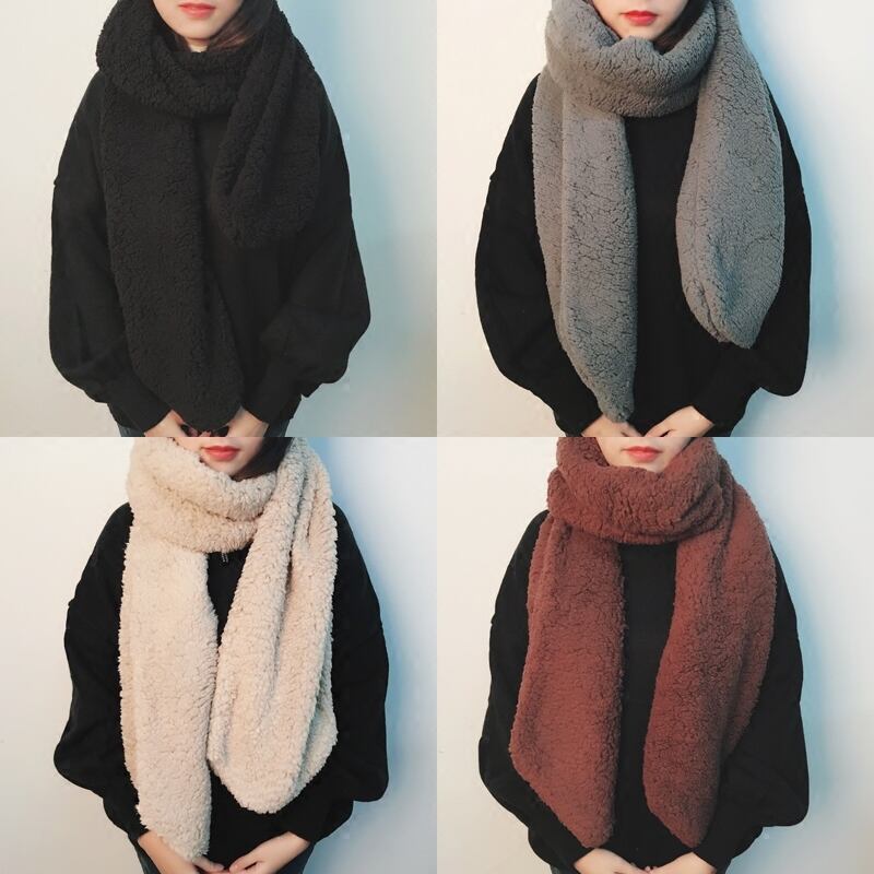 サウスの新しいラムベルベットスカーフは暖かさを厚くレトロな野生のカップルの女性の無地のest学生ビブ ブラック・アイド・ピーズ3549283994