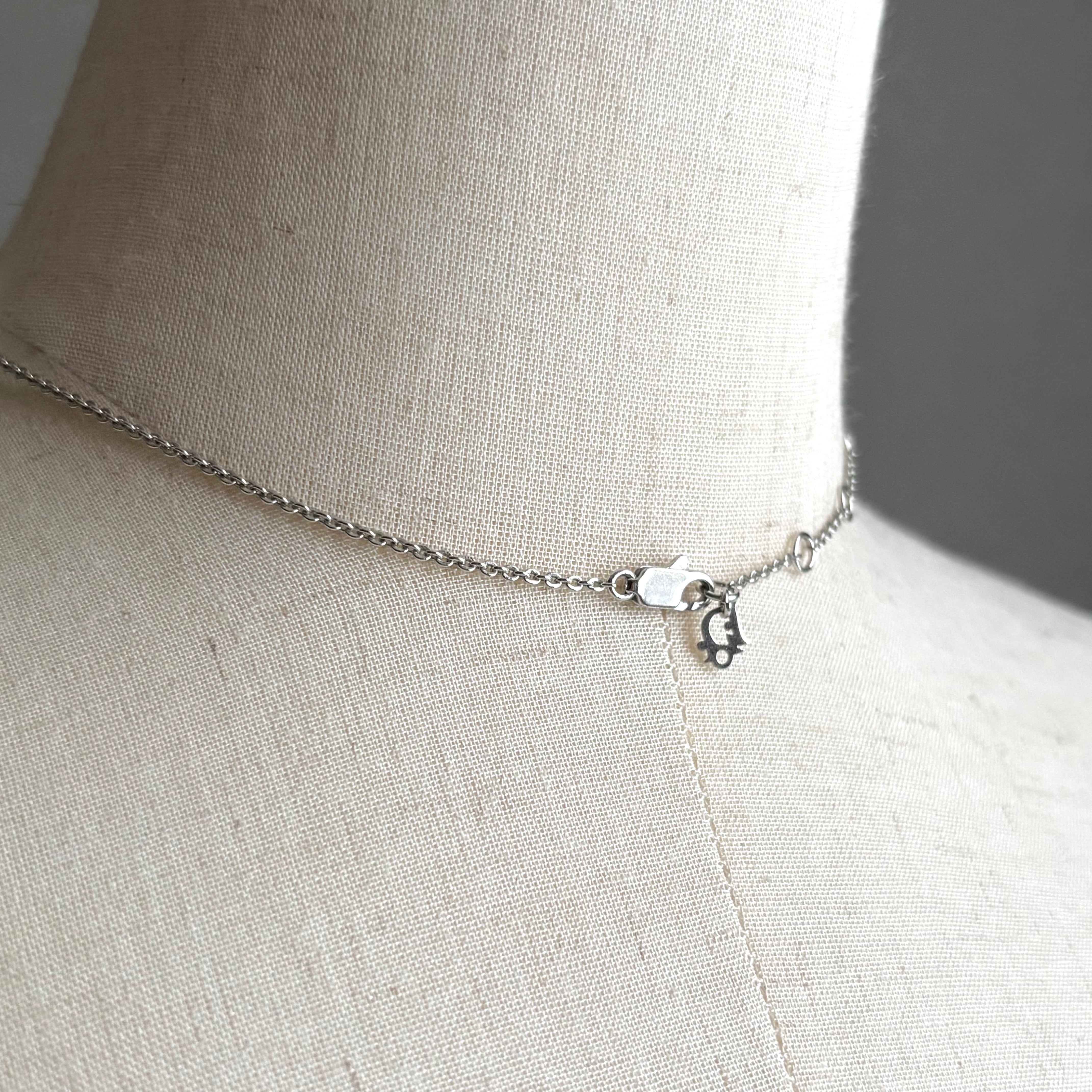 Christian Dior vintage rhinestone logo silver choker クリスチャン