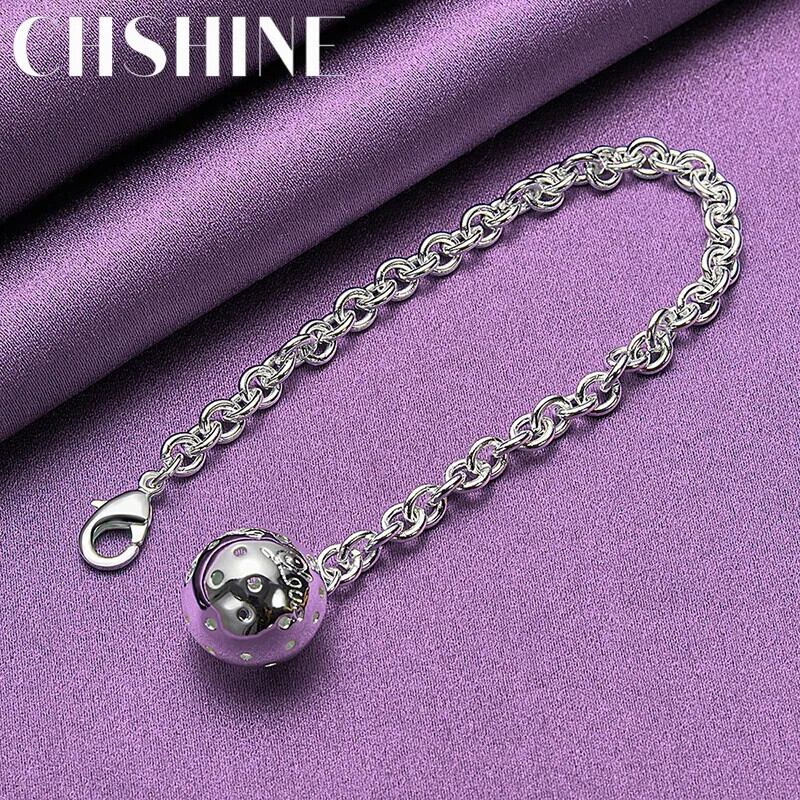 送料無料 CHSHINE 925 スターリングシルバーロンドボールブレスレット女性チャームジュエリーウェディングパーティーギフト 銀  AE0077766648878756711