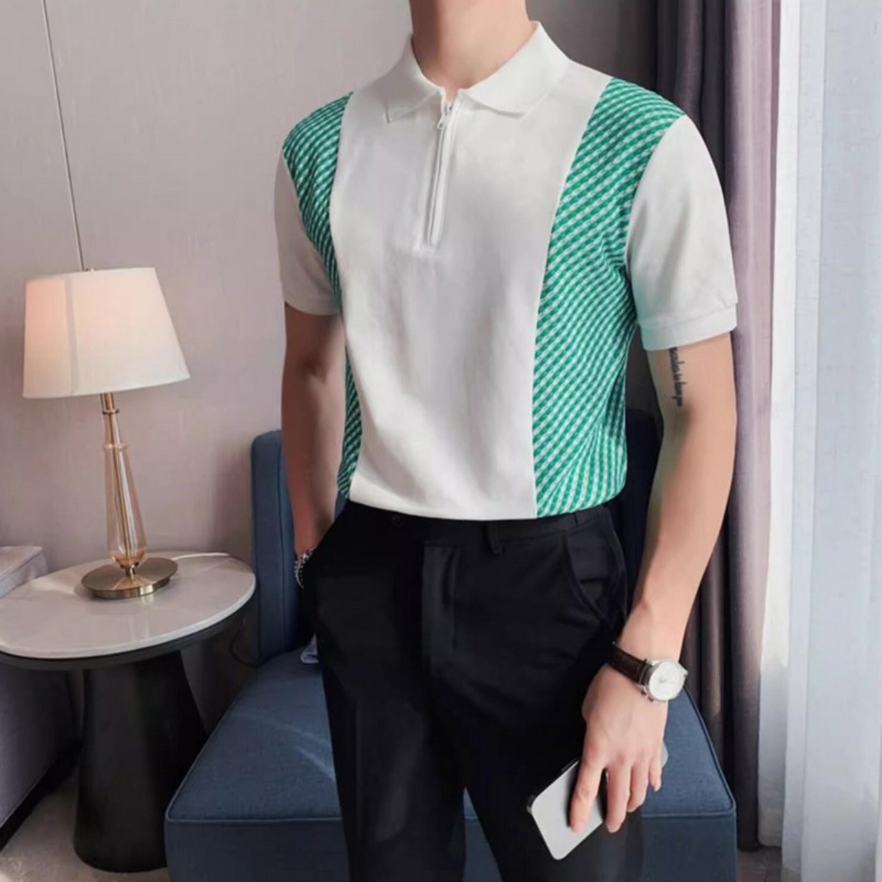 printed polo shirt tops 00260