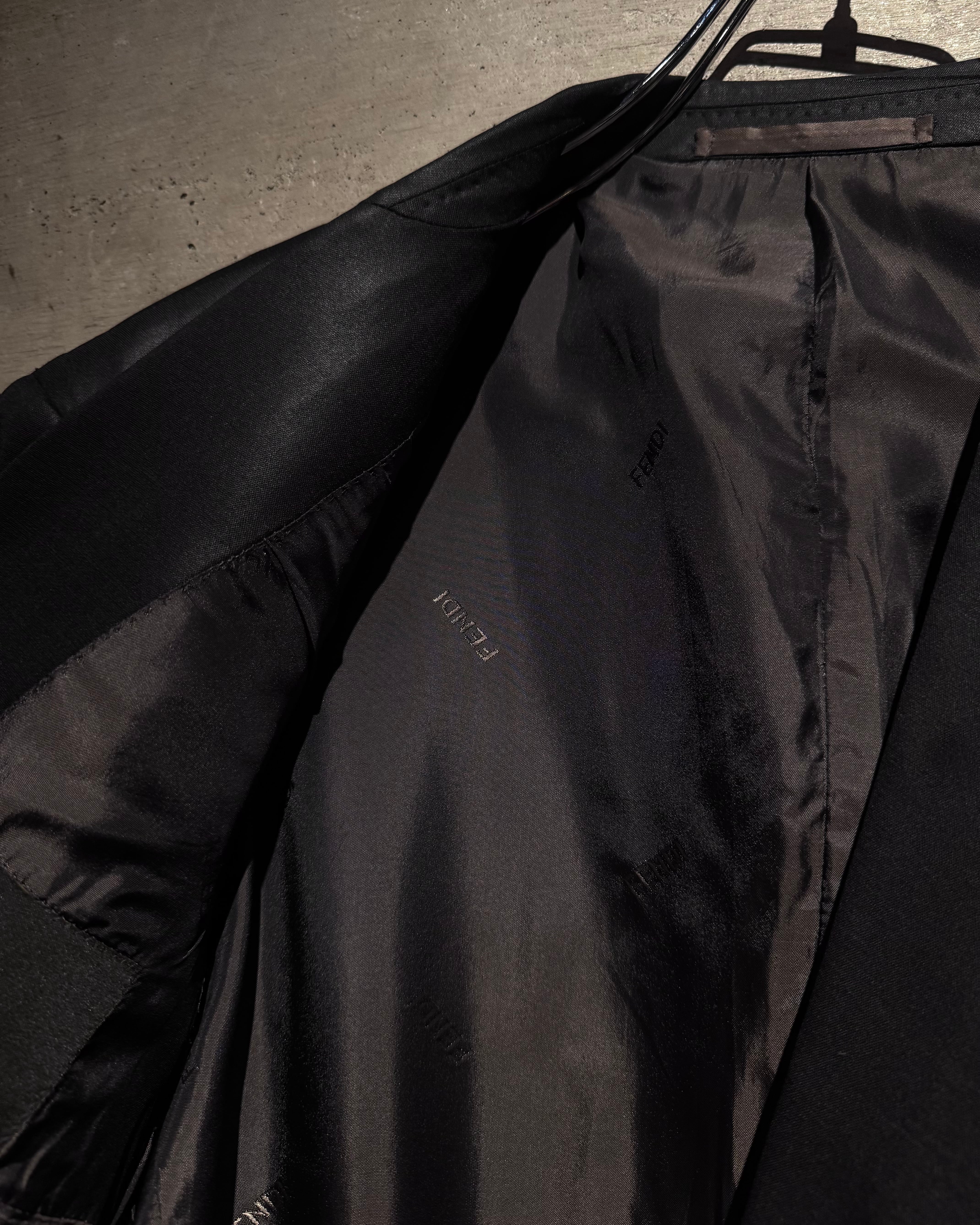 Caka】“FENDI” Vintage Glossy Dark Gray Vintage Tailored Jacket