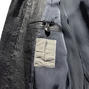 archive ISSEY MIYAKE MEN black pleats leather jacket