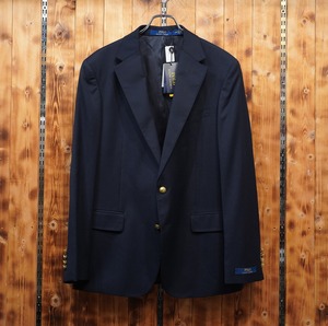 タグ付き未使用 ralphlauren ウール 紺ブレザー 42R/金ボタン 二つボタン サイドベンツ ラルフローレン classic fit