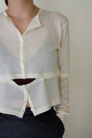 【 KAYLE 】WOOL JERSEY DETACHABLE CARDIGAN（ivory）