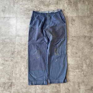 50-60s パッチワーク メタルボタン フレンチワーク パンツ W34