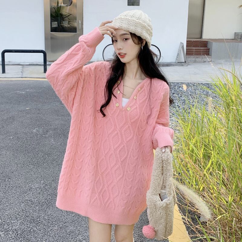 セーター スプリングオータムルーズ ピンク 春物 秋物 スーパーモール61364568923