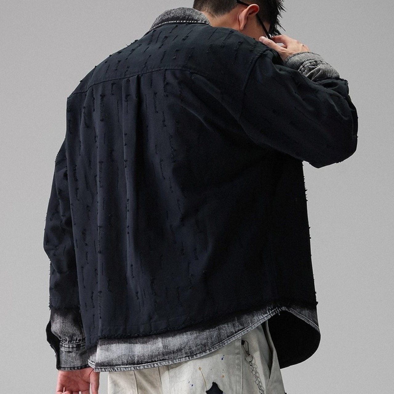 Long Sleeve Patch Pocket Hip Length Open Collar Shirt ◇H0888