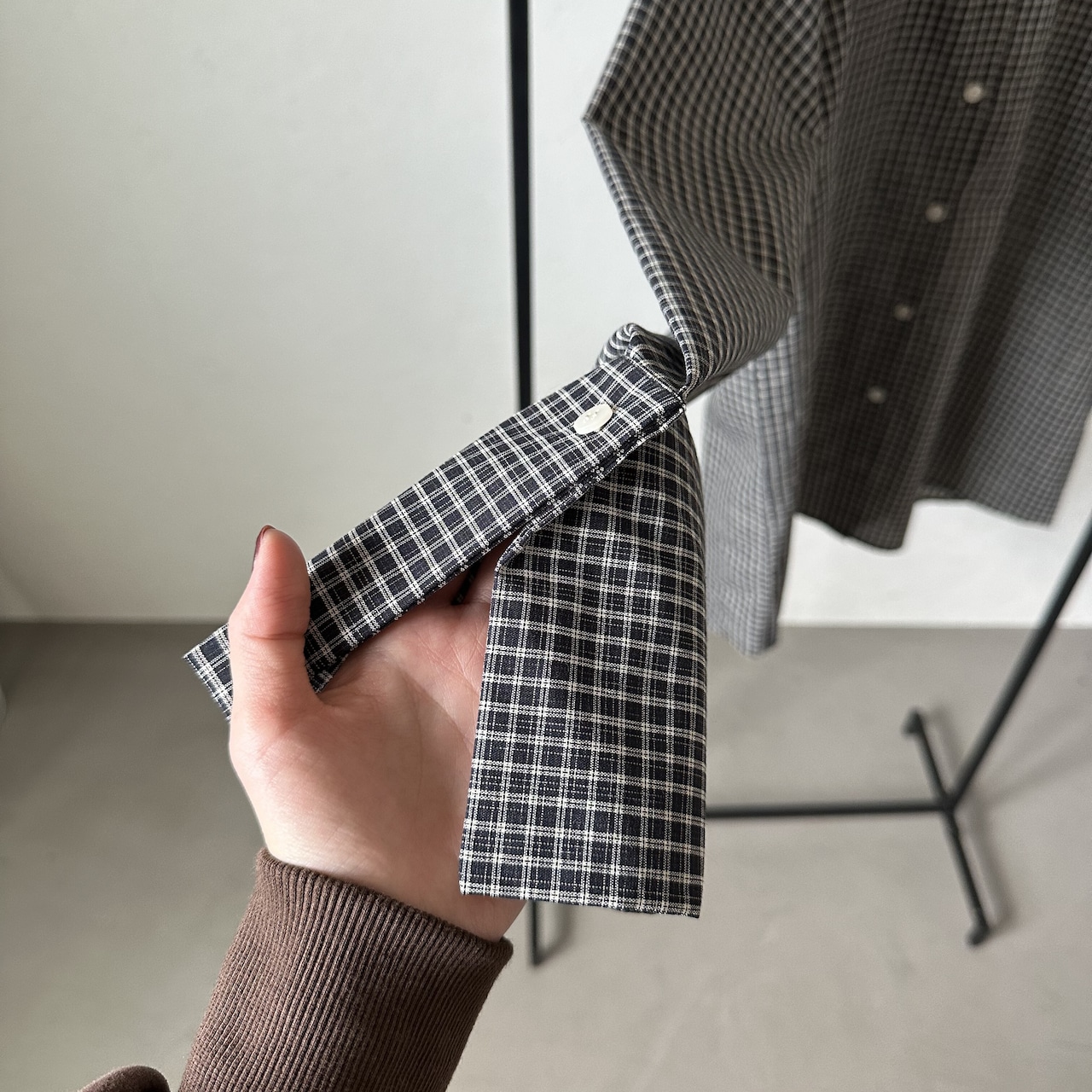 グラフチェックワイドカフスSH/ブラック