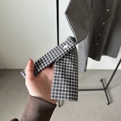 グラフチェックワイドカフスSH/ブラック