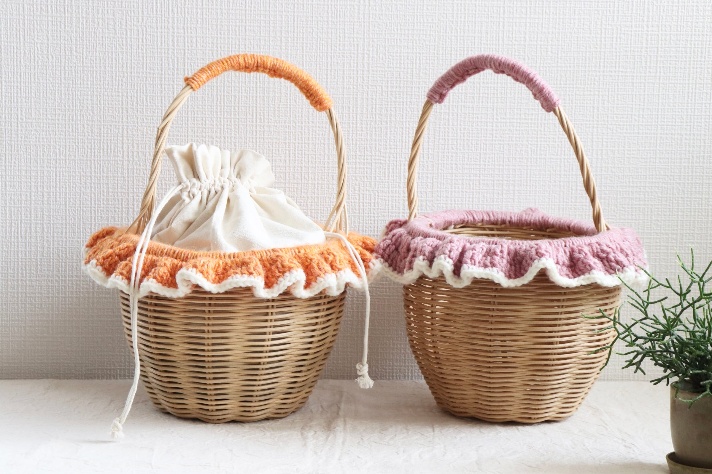 フリンジどんぐりかごバッグ✳︎みかんクレープ✳︎ラタン | helloflower