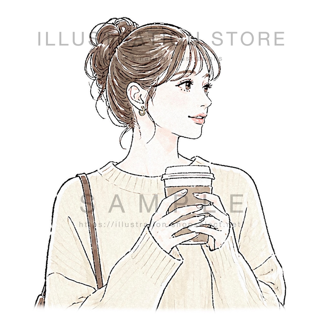 テイクアウトカップを持つ女性のイラスト素材