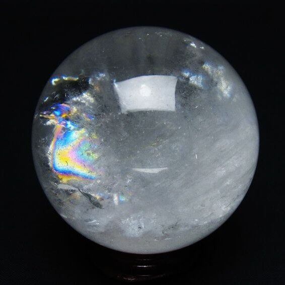 水晶 丸玉 虹入り 61mm スフィア 置物 水晶玉 一点物 151-8725