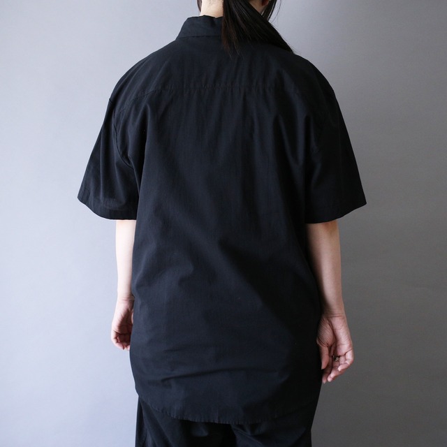 "花×鳥" 刺繍 asymmetry design s/s shirt
