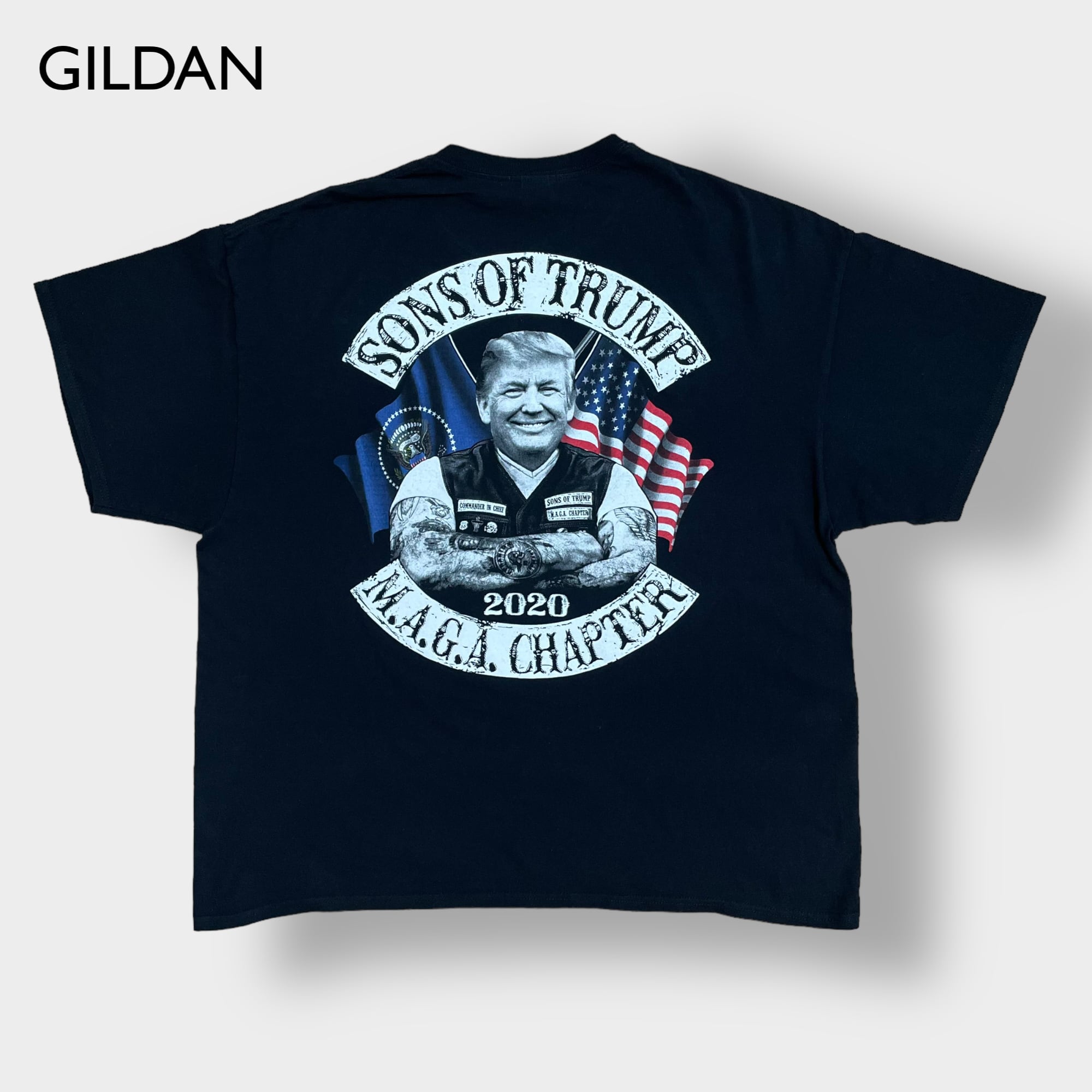 ドナルドトランプ大統領人物ビッグプリントTシャツtシャツ星条旗半袖