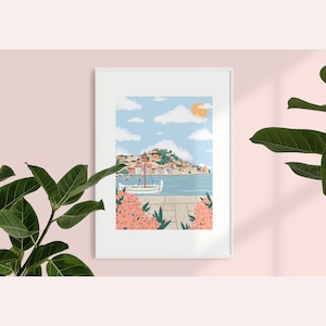 【A4のアートポスター】Šibenik plavi｜クロアチアの風景を描いた