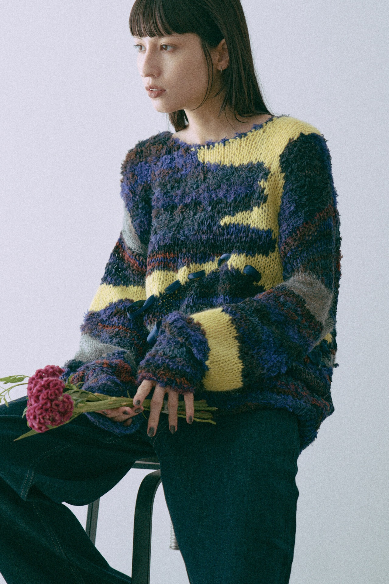 Gradient Mix Hand Intarsia Pullover Knit