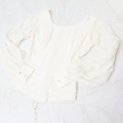 【美品 フラメンコ衣装】ホワイト SONIA JOHNES ソニアジョーンズ ブラウス トップス 長袖 レース 白 ドット ダンス用 衣裳