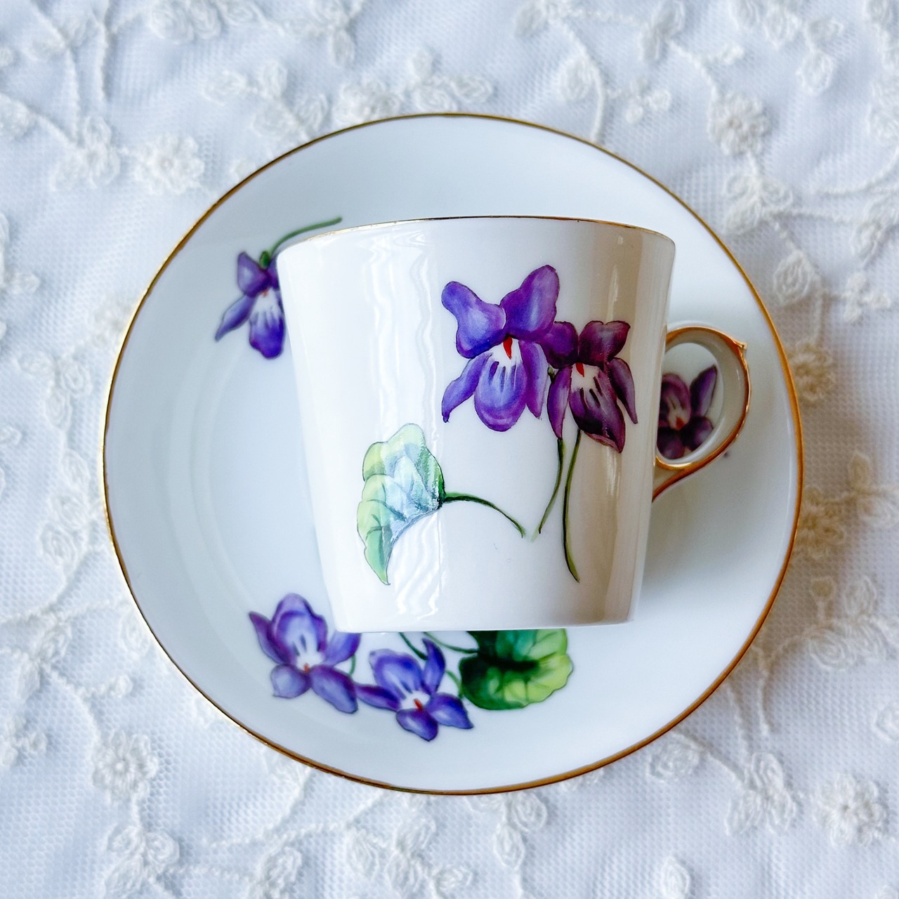 手描き/ロイヤルコペンハーゲン/ヴィンテージ/デミタスカップ/すみれ  
