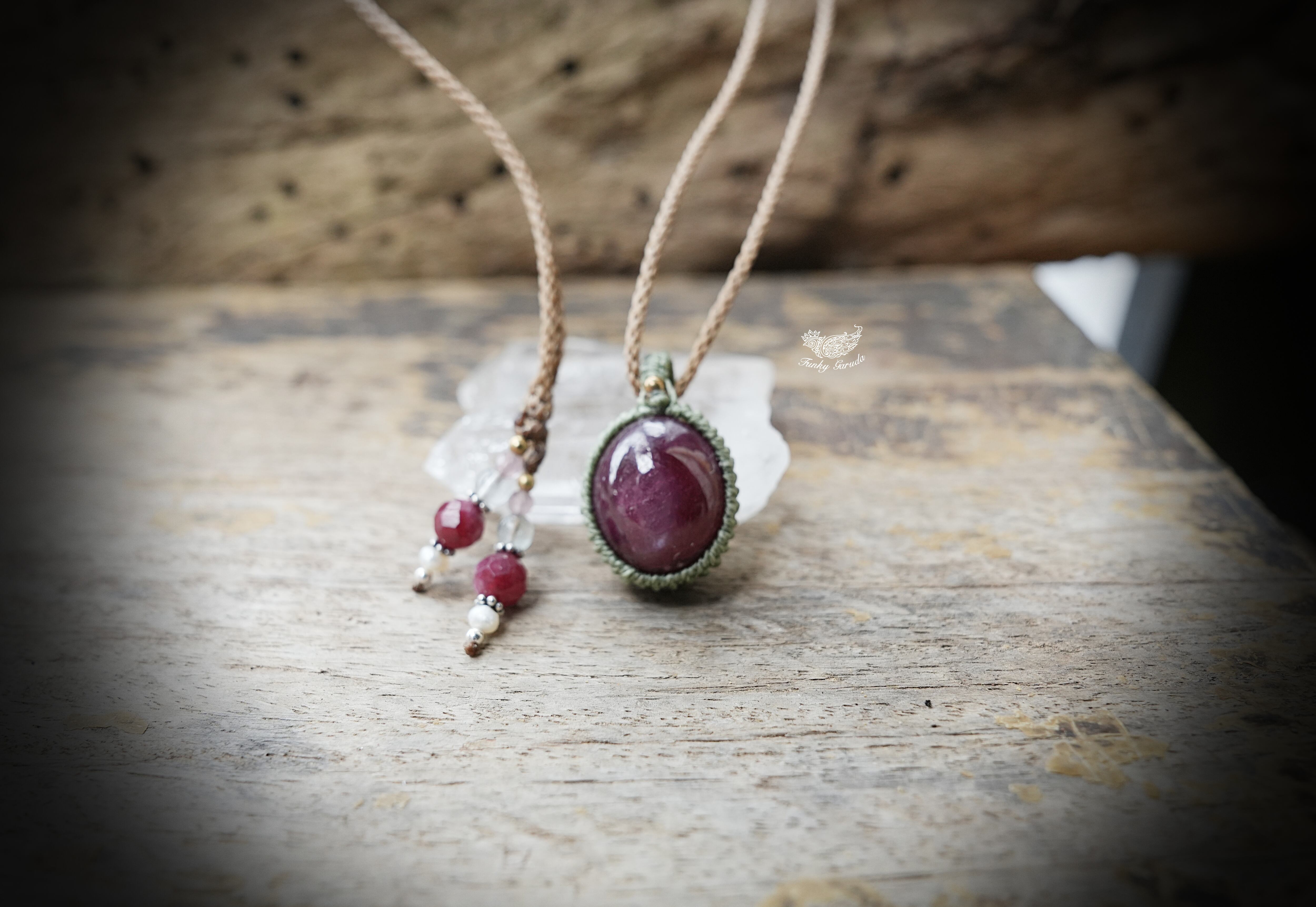 孤高の如く☆スタールビー マクラメネックレス890 | Funky garuda