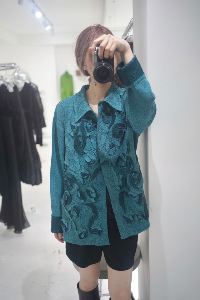 pleats flower washer shirt