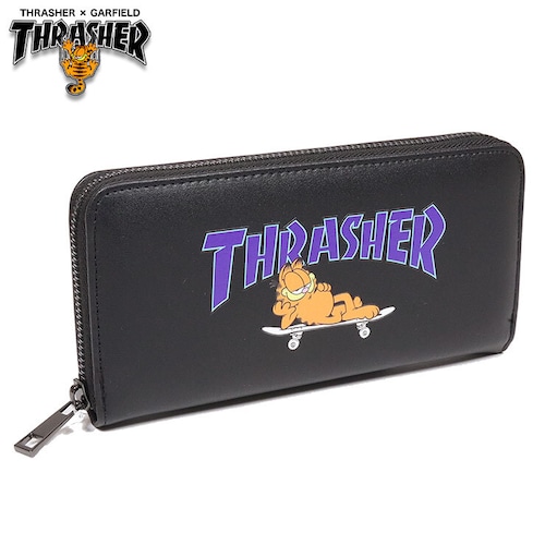 THRASHER×GARFIELD (スラッシャー×ガーフィールド) 長財布 ロングウォレット ブラック/パープル GA-TH2110A