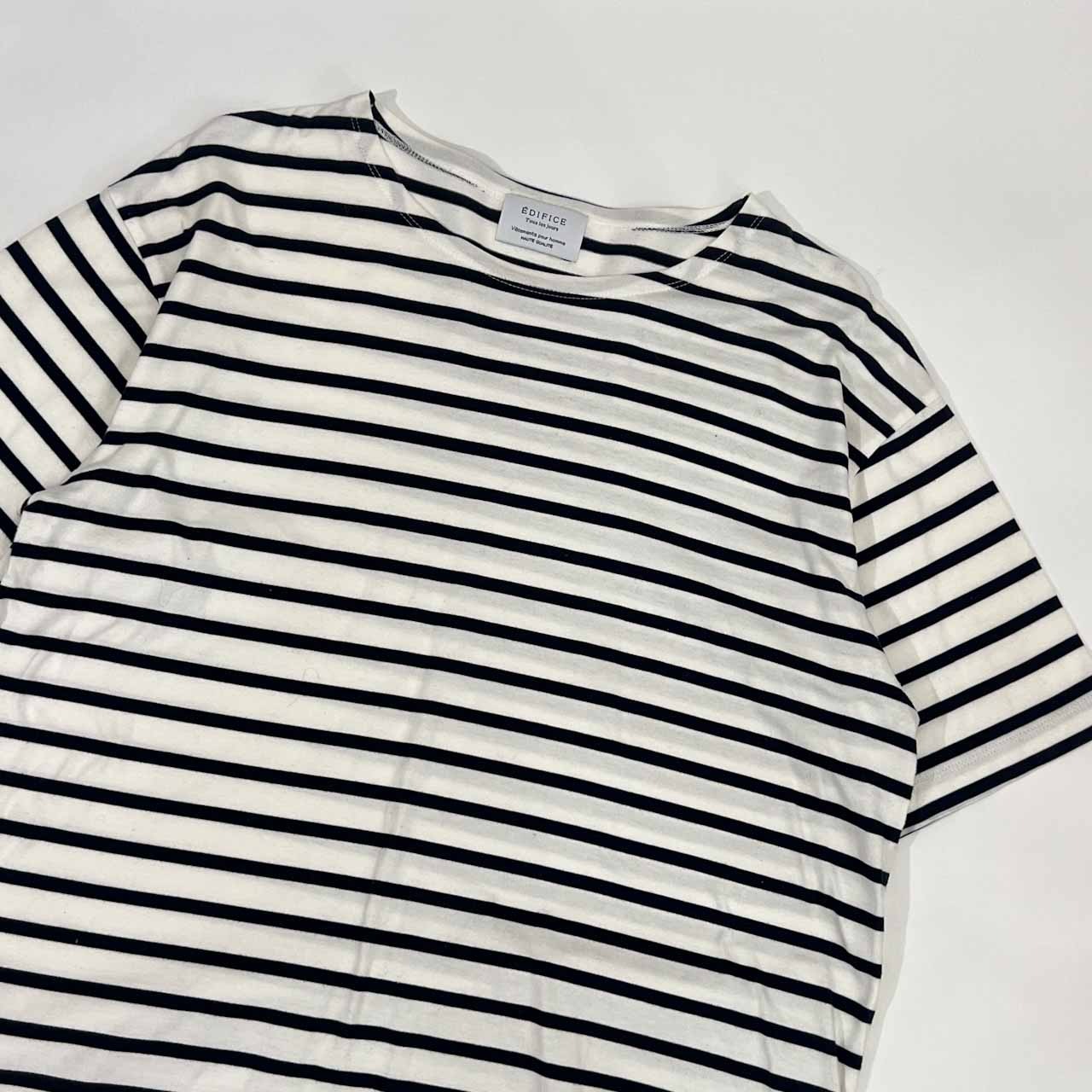 EDIFICE エディフィス ボーダー バスク Tシャツ カットソー 50 /ホワイト×ネイビー/メンズ