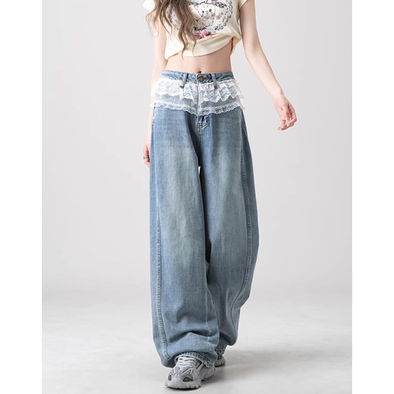 lace-up wide-leg pants la1757