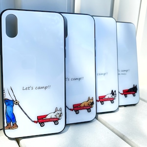 【名入れ可能】 Let's camp!! フレンチブルドッグ iPhoneケース フレブル ブヒ オリジナルデザイン