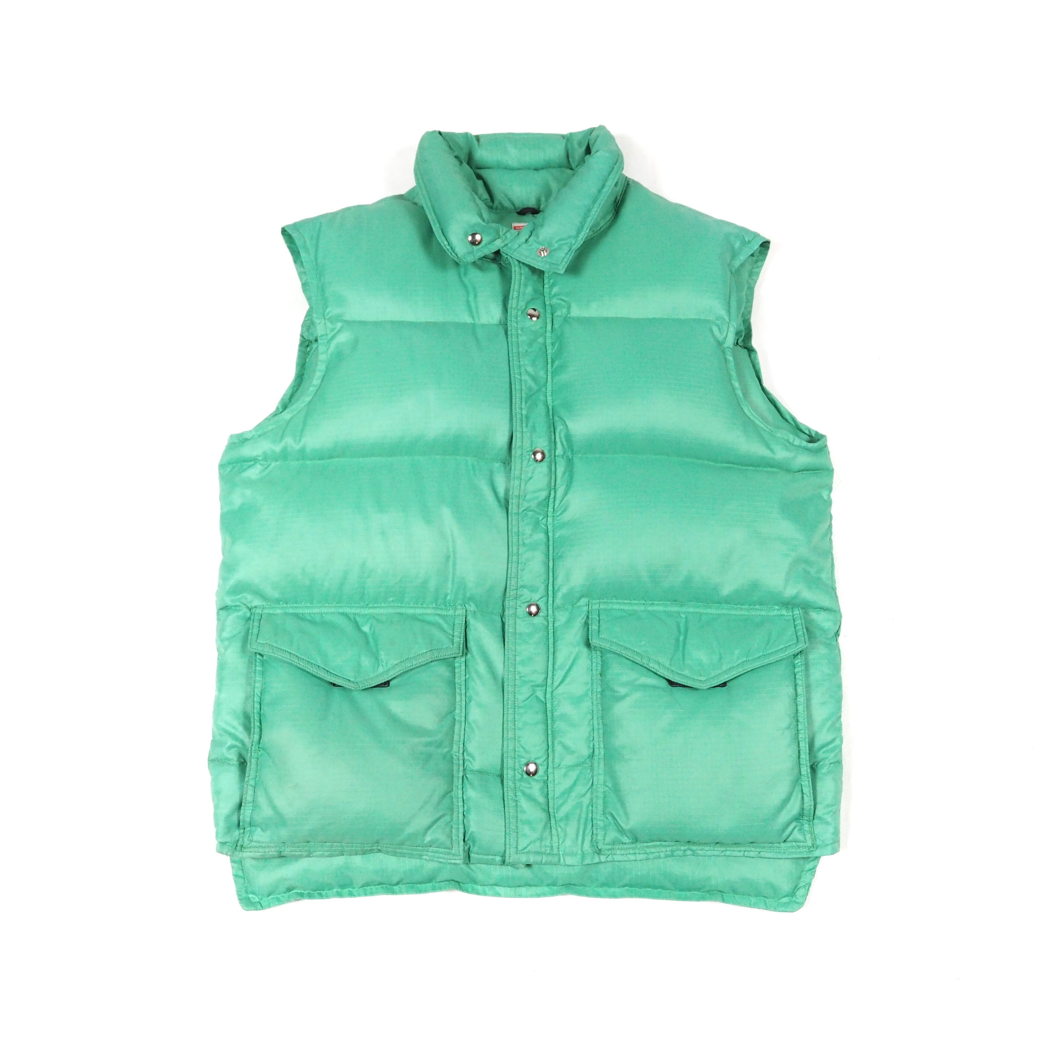 70's FROST LINE kit rip stop nylon down vest /フロストライン リップストップナイロン ダウンベスト グリーン