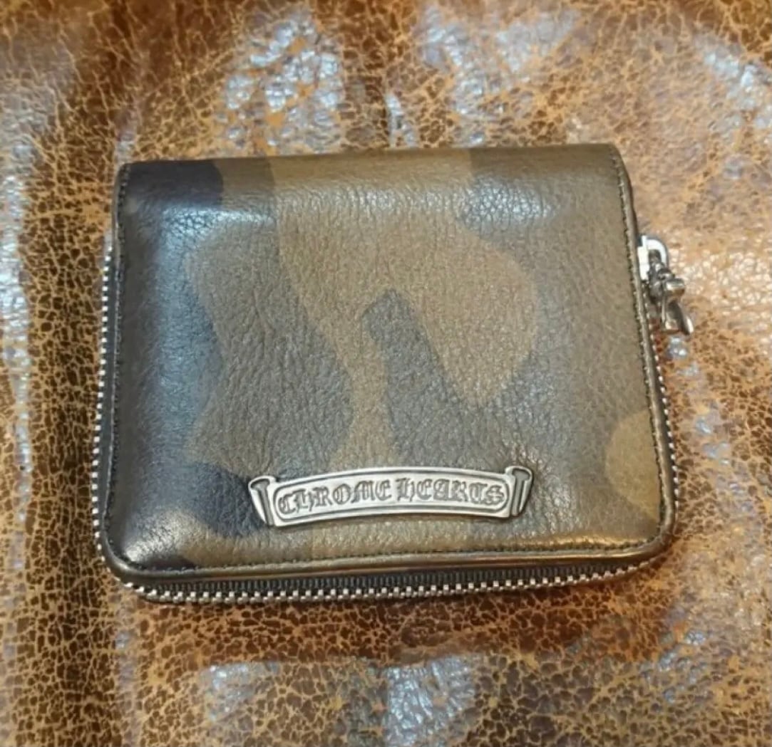 CHROME HEARTS クロムハーツ スクエアジップビル カモフラ ラウンドジップ レザーウォレット