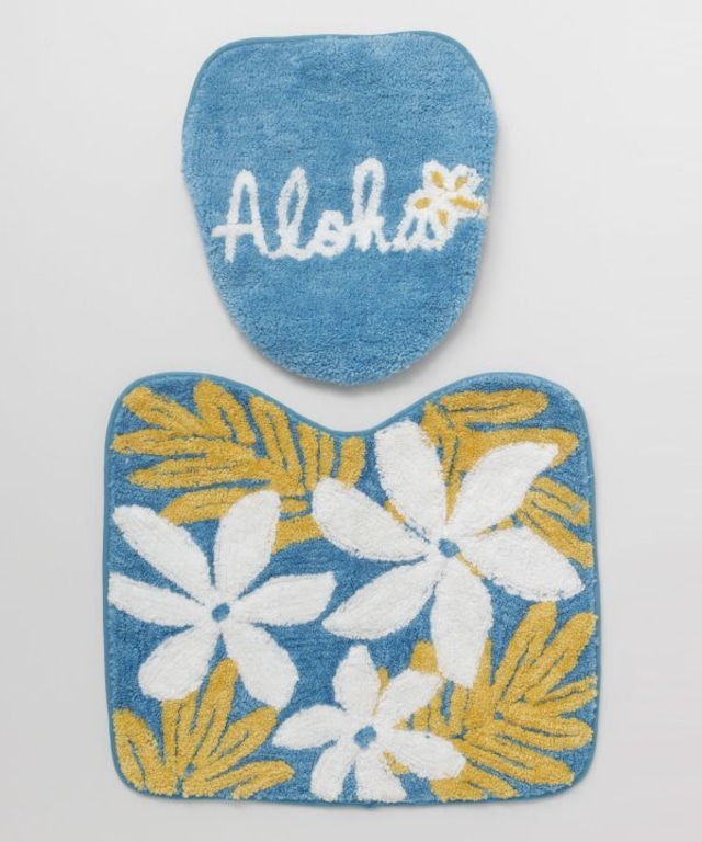 【kahiko/カヒコ】ハワイアン トイレマットセット ALOHA プルメリア ティアレ