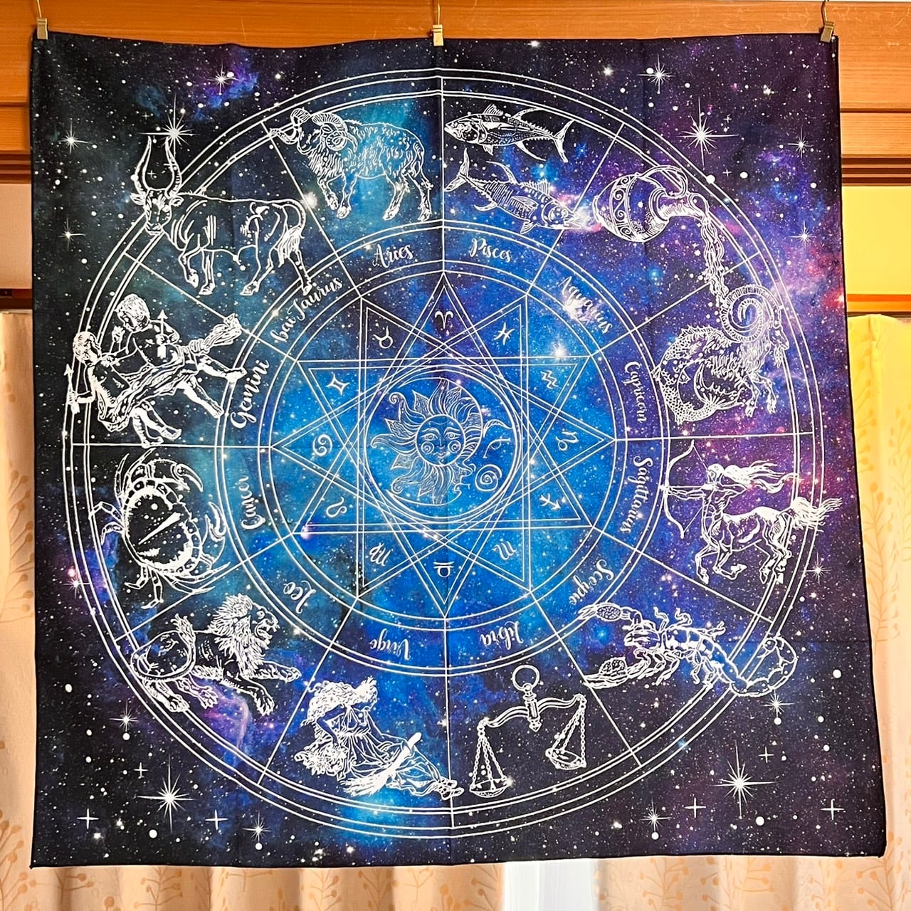 ホロスコープ タロットクロス パープル 12星座 宇宙 タペストリー