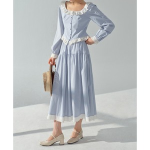 スカラップ襟ボタンダウンロングスリーブシャツ＆Aラインロングスリーブ 00212