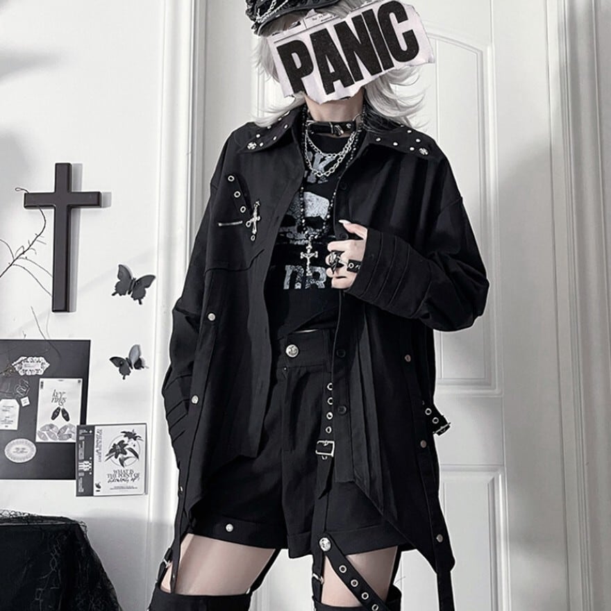 JX532□モード系 燕尾服風 ゴシック ジャケット 背中編み上げ