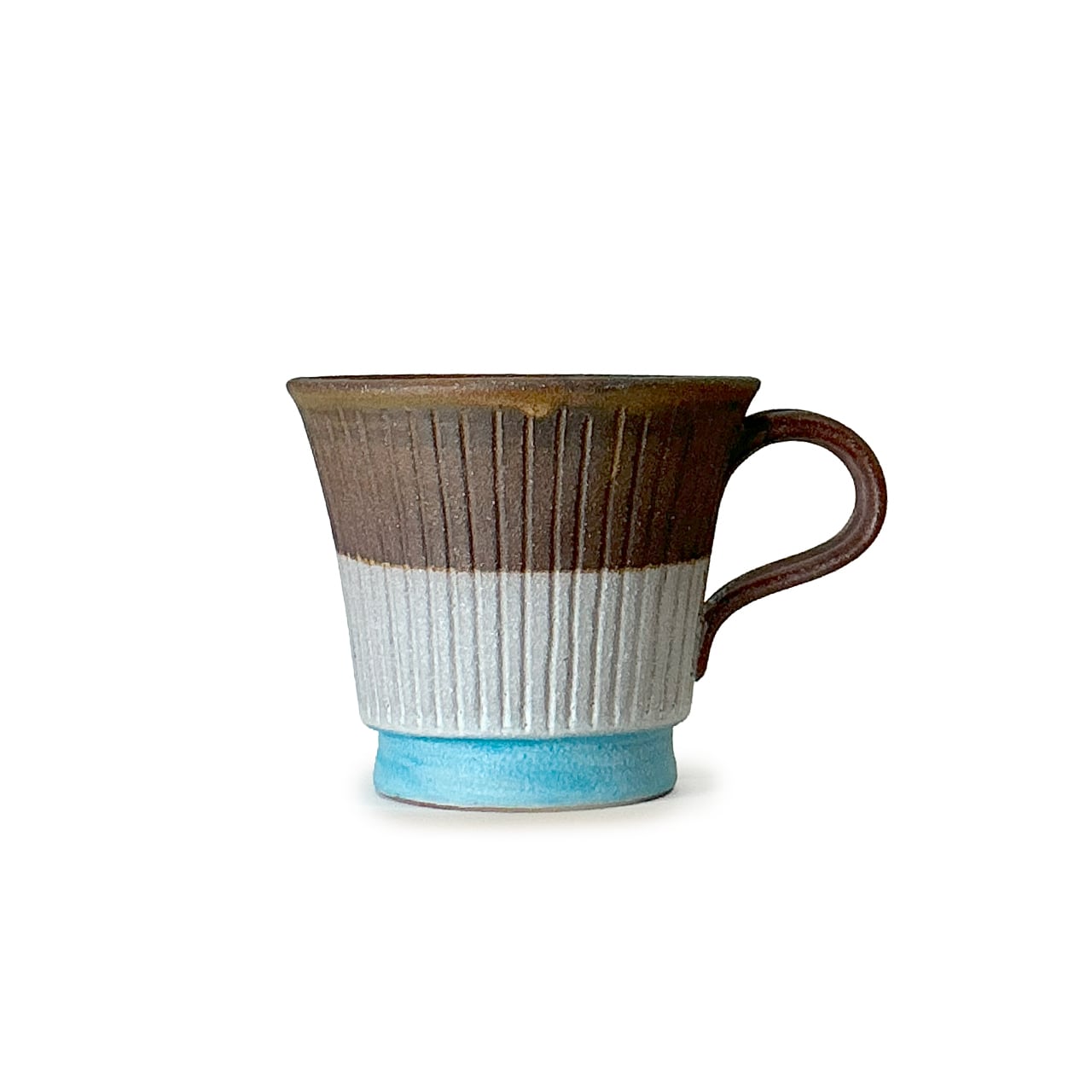 工房ことりの】しのぎコーヒーカップ 茶・白 [やちむん] | 【琉球