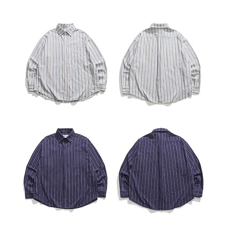 ★CONTRAST STRIPED LONG SLEEVE SHIRT　　　A0814