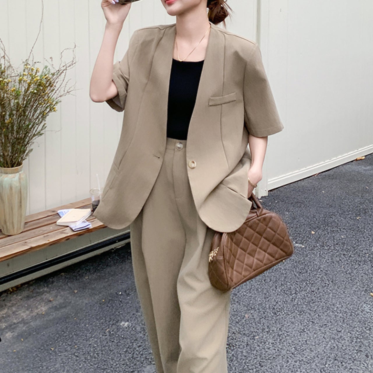 Short sleeve jacket & pants set S710