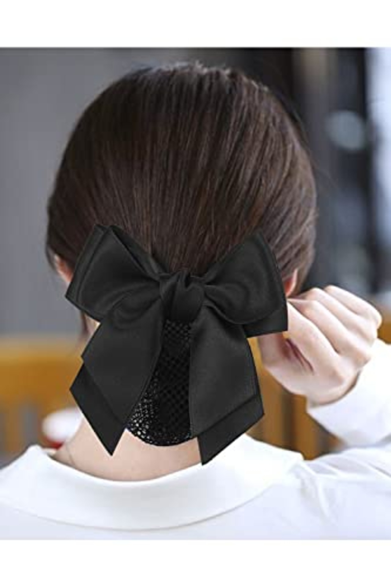 YFFSFDC シニヨンネット バレッタ ネット付き お団子ネット 髪ネット 髪留め シンプル 就活 卒業式 デート ヘアアクセサリー (ブラック)