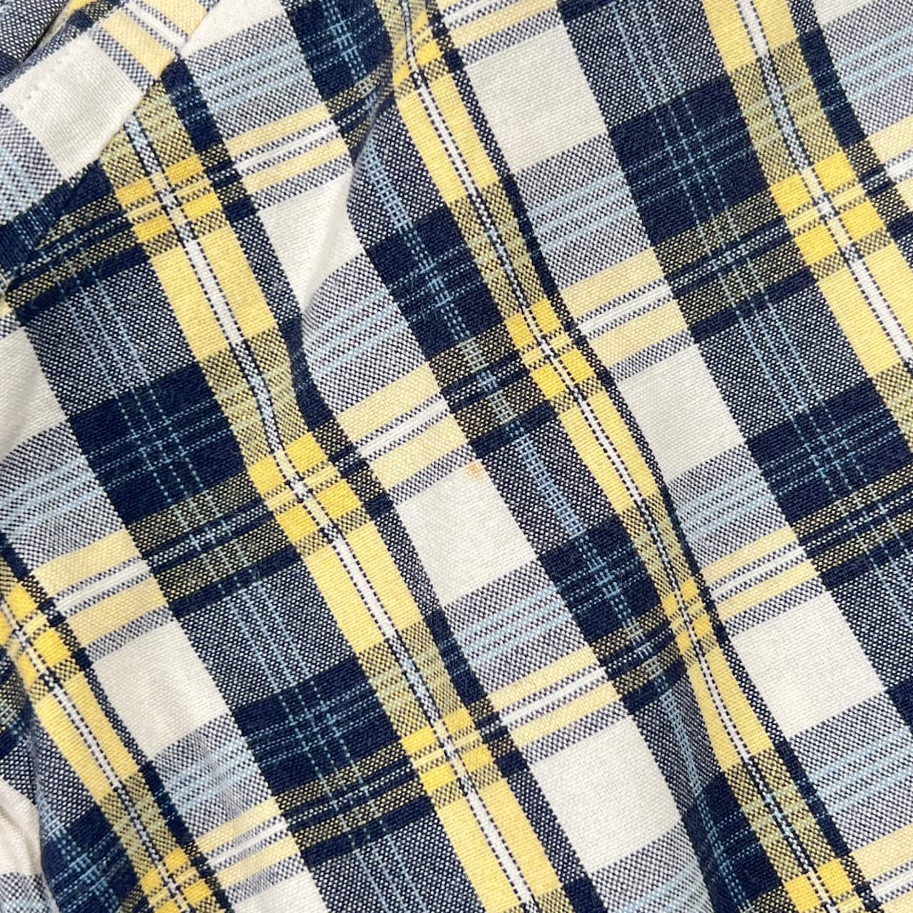 90s TOMMY HILFIGER トミーヒルフィガー フラッグ刺繍 チェック柄 オックスフォード 長袖シャツ S/イエロー系 メンズ ビンテージ