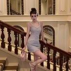 Diamond Chain Waist Strap Dress