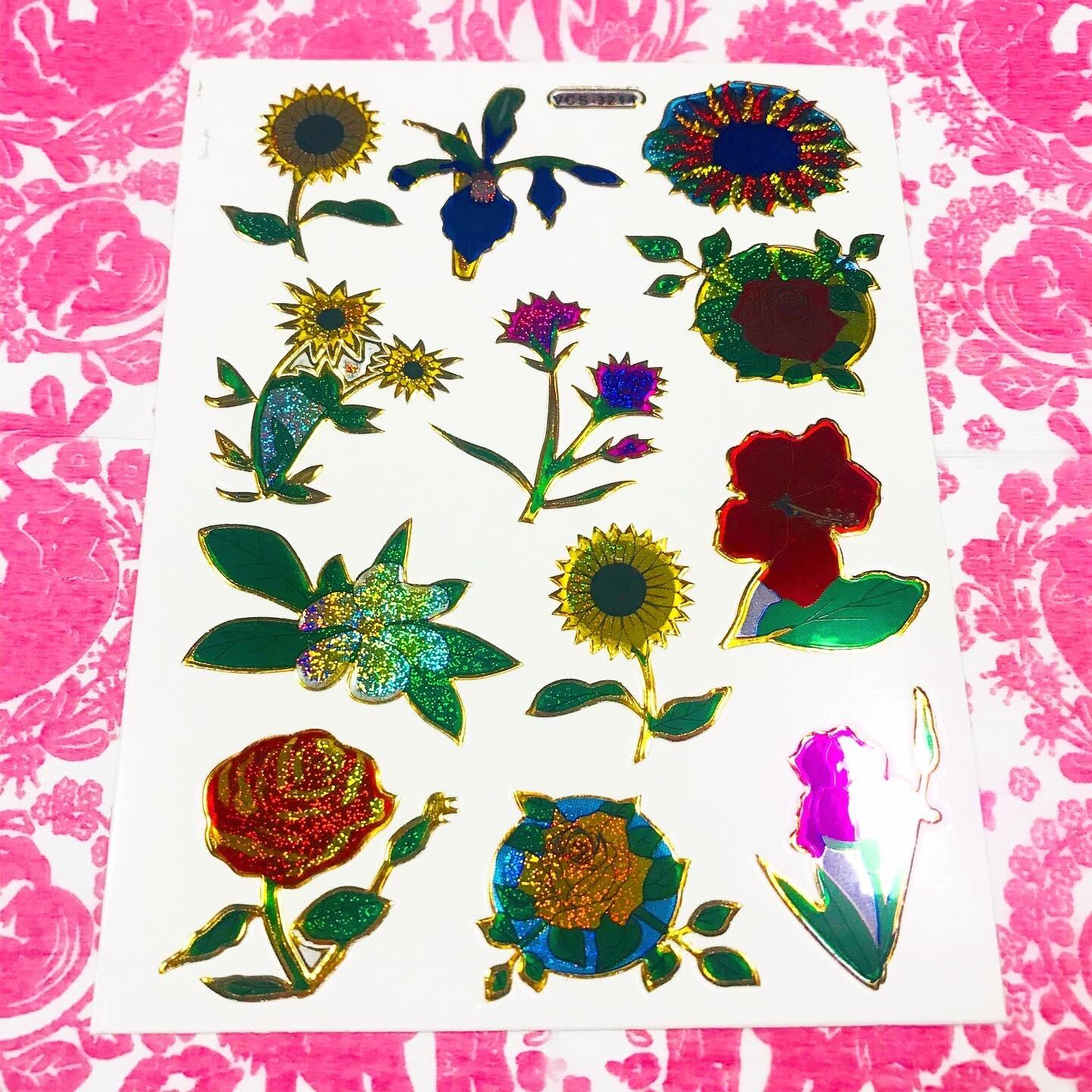 25 いろいろなお花 レトロキラキラシール VCS-3214 VCS01