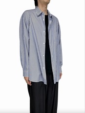 【Graphpaper】Broad Stripe L/S Oversized Regular Collar Shirt