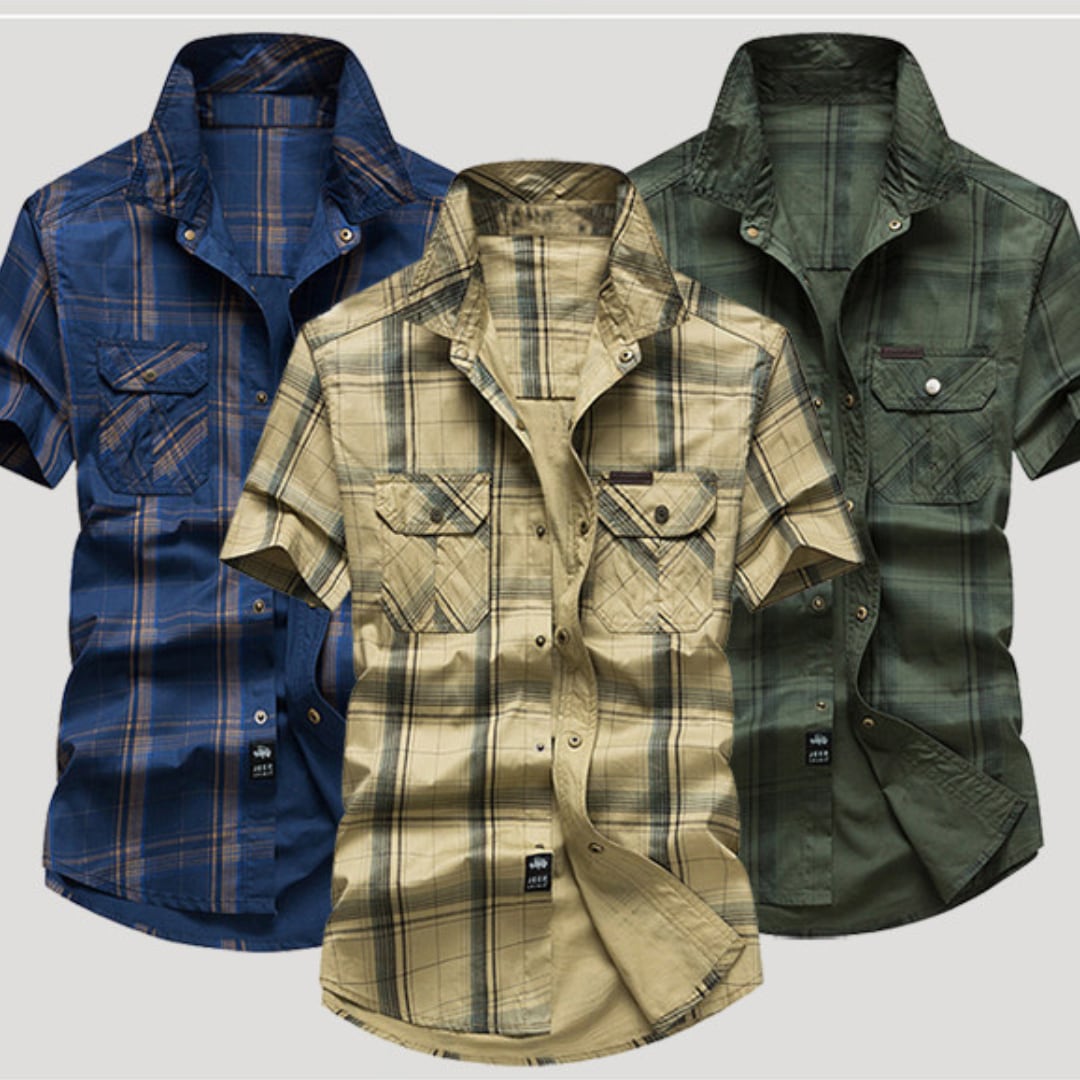 Summer Short-Sleeve Plaid Shirt(GV451)