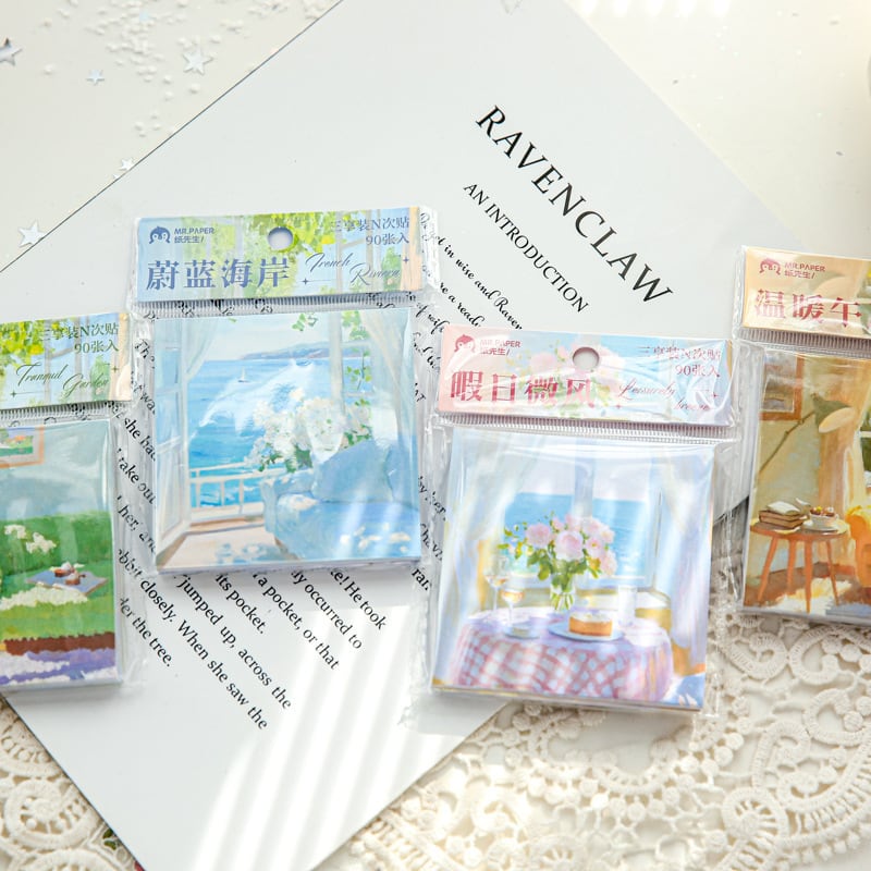 付箋】海外文具 手帳デコ 風景イラスト 紙素材 コラージュ素材｜Lazy