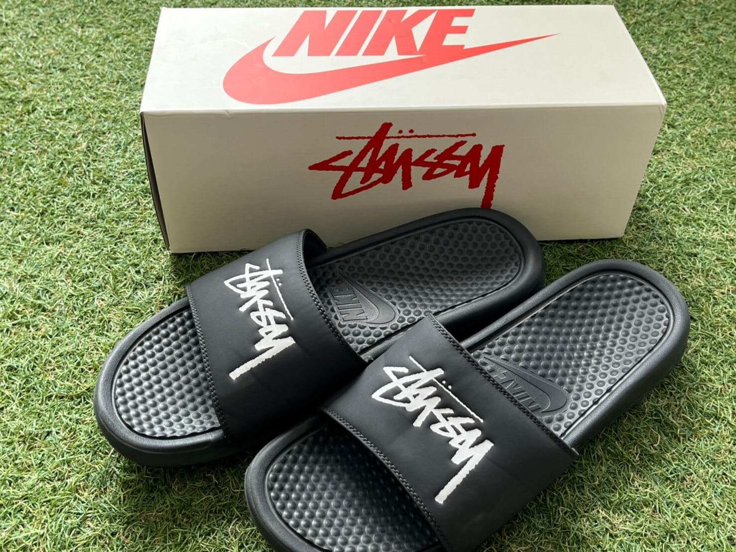 【新品27】Stussy Nike Benassi Slide Off Noir
