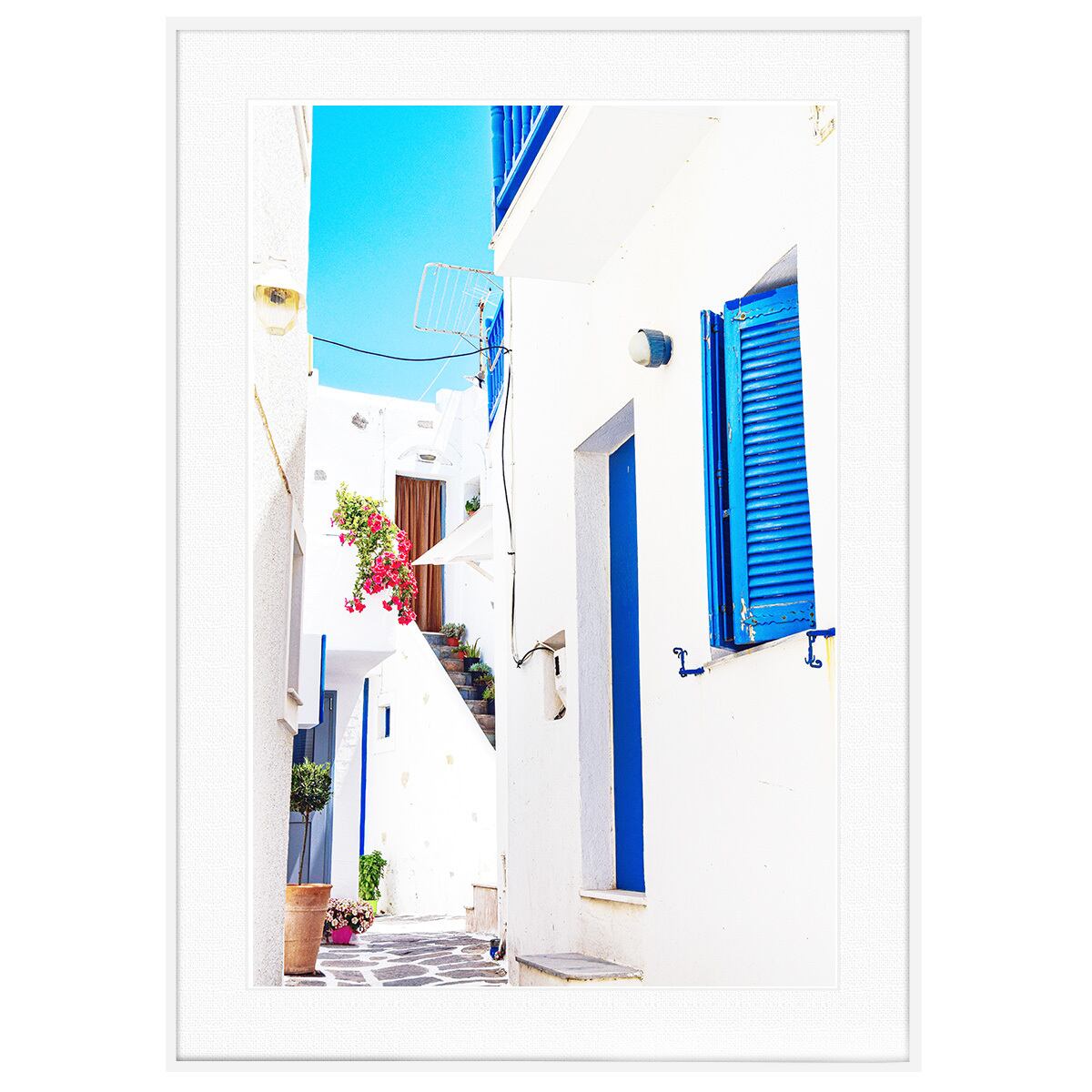 ジョルジュ・メイス アートポスター 中庭 額縁付き ギリシャ ミコノス